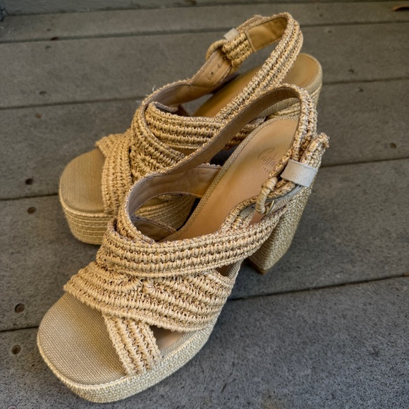 Castaner Sandalo in Rafia Adriana Size 38 Chunky Heel Sandals Made In Spain - Picture 4 of 16